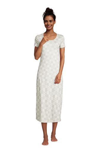 long cotton nightgowns short sleeve