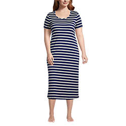 Women's Plus Size Supima Cotton Short Sleeve Midcalf Nightgown Dress, Front
