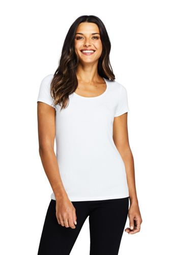 Women's Lightweight Fitted Short Sleeve Scoopneck T-Shirt from Lands' End