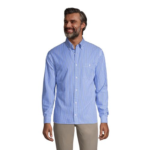 Men's Long Sleeve Seersucker Cotton Shirt