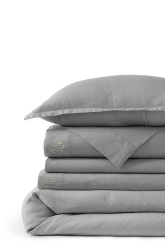 Garment Washed Linen Solid Duvet Cover, Queen, Pewter