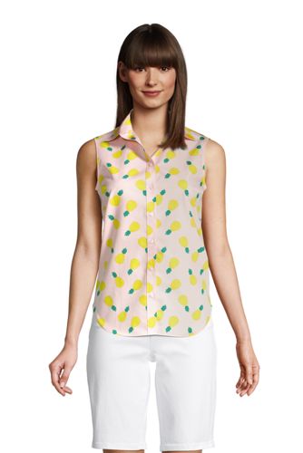 Ärmellose Supima Bügelfrei-Bluse mit Muster für Damen
