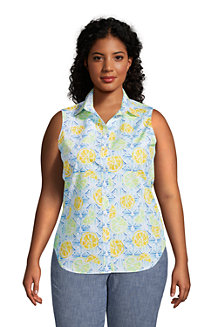 Ärmellose Supima Bügelfrei-Bluse mit Muster für Damen