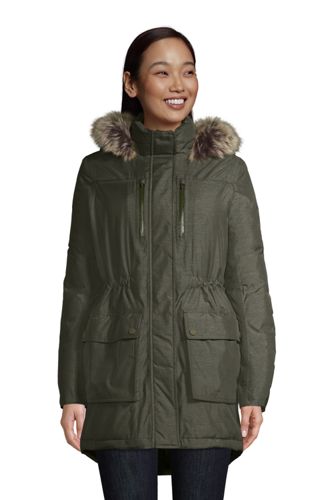 lands end faux fur hooded down winter coat