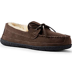 Men's Fuzzy Shearling Moccasin Slippers, Front