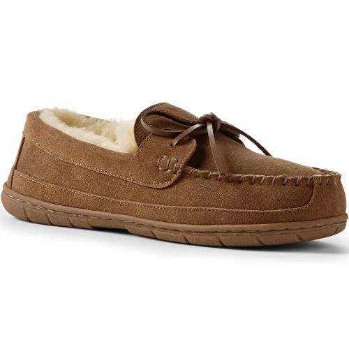 Men's Suede Moccasin Slippers with Shearling Lining