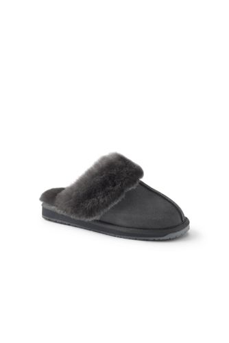 ligegyldighed slot maksimum Women's Suede Mule Slippers with Shearling Collar | Lands' End