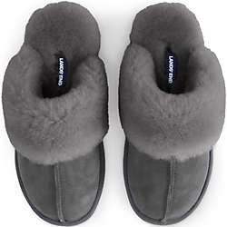Women's Suede Leather Fuzzy Shearling Fur Scuff Slippers, alternative image