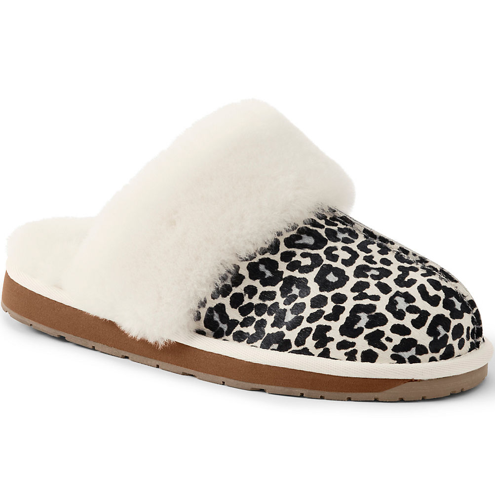 Ananiver Please watch Christ Women's Suede Leather Fuzzy Shearling Fur Scuff Slippers | Lands' End