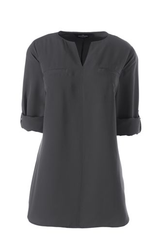 Women's Roll Sleeve Splitneck Tunic Soft Blouse from Lands' End
