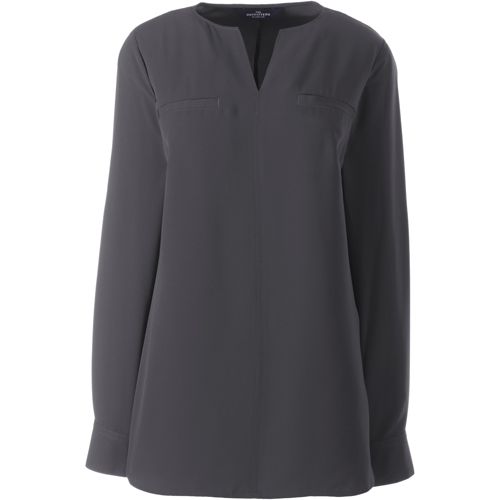 Women's Roll Sleeve Splitneck Tunic Soft Blouse - image 2