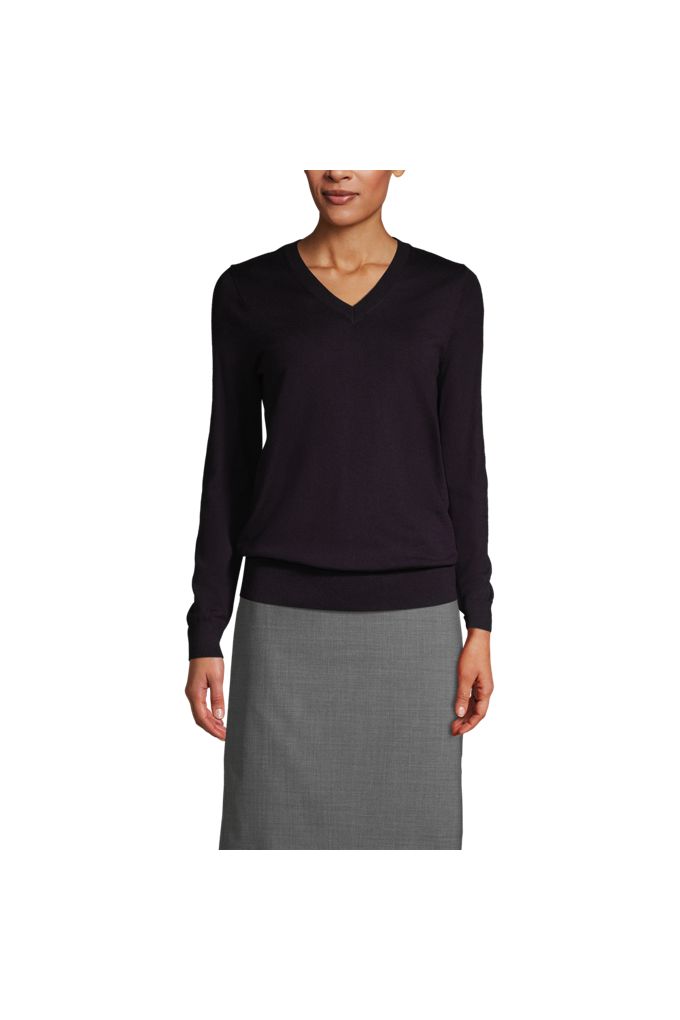 Women's Performance V-neck Sweater - Lands' End - Blue - XS