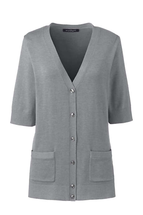 Women's Cotton Modal Half Sleeve V-neck Cardigan Sweater