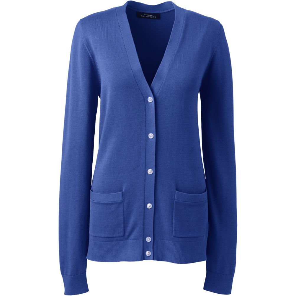 本格派ま！ Women's Cotton Modal V-neck Cardigan Sweater | Lands' End トップス