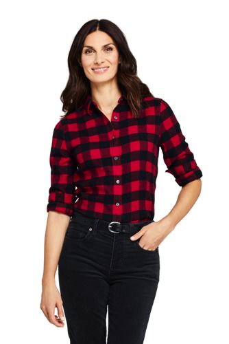 Klassische Karo Flanellbluse Fur Damen Lands End