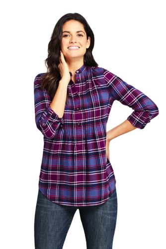 Women's Pintucked Brushed Cotton Tunic