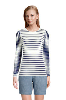 Women's Long Sleeve Cotton-modal Striped Crew Neck T-shirt