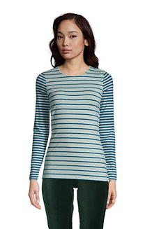Women's Long Sleeve Cotton-modal Striped Crew Neck T-shirt