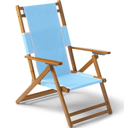 Frankford Umbrellas Oak Wood Beach Lounge Chair with Footrest