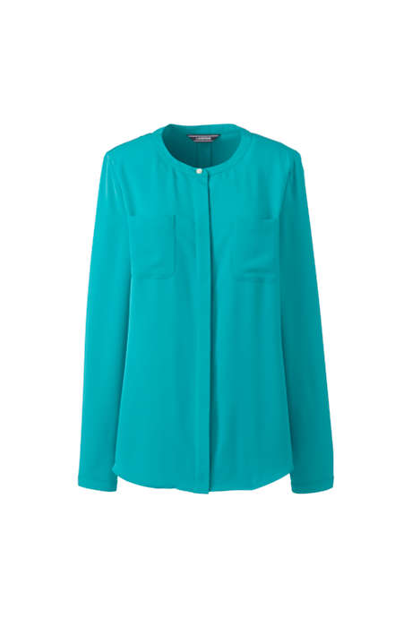 Women's Long Sleeve Banded Collar Blouse