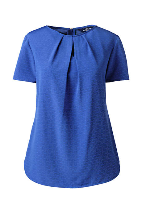 Women's Short Sleeve Pattern Keyhole Soft Blouse