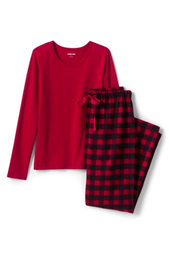 Flanell Pyjama Set Mit Gemusterter Hose Fur Damen Lands End