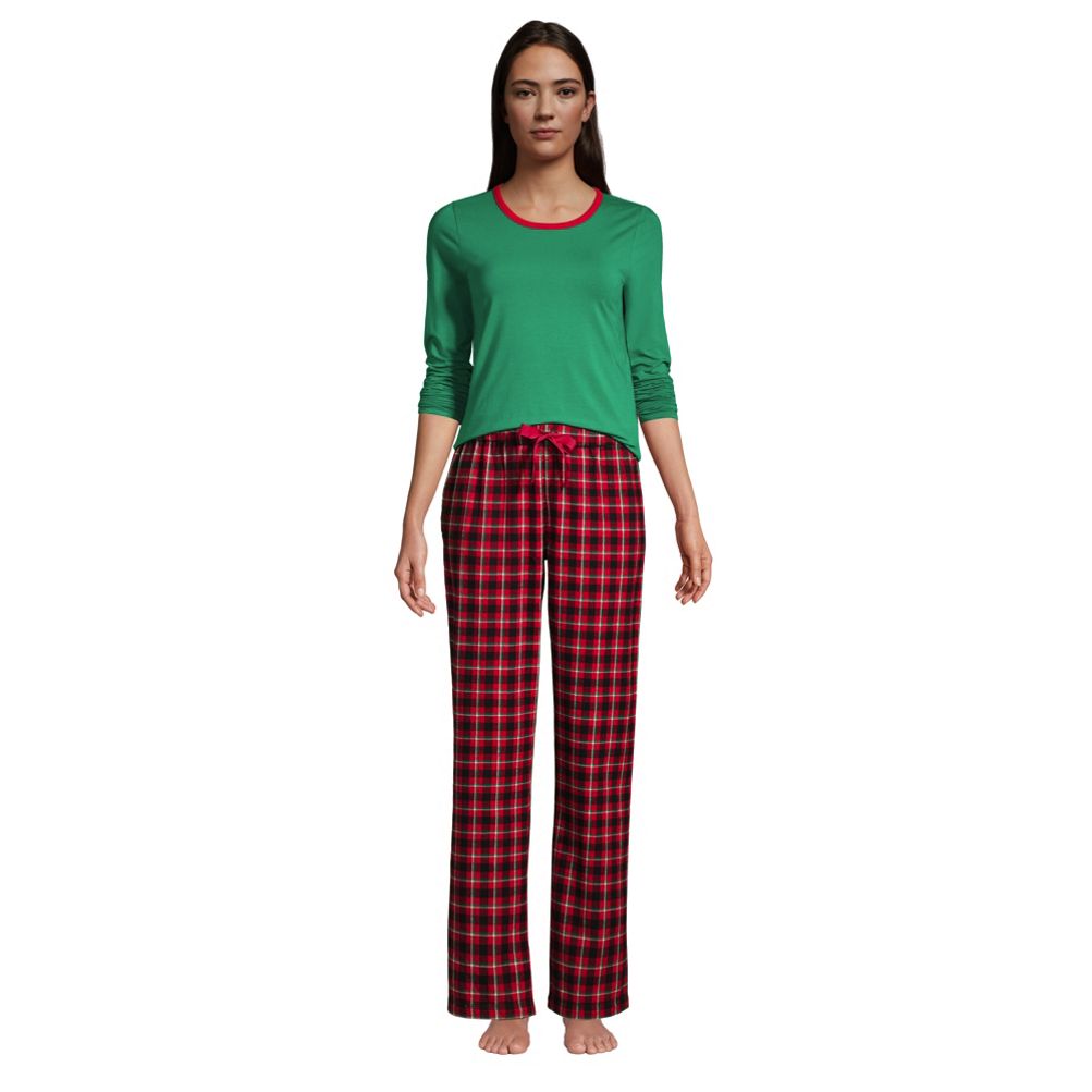 Lands' End Women's Petite Print Flannel Pajama Pants - Small