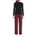 Women's Pajama Set Knit Long Sleeve T-Shirt and Flannel Pants, Back