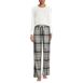 Women's Pajama Set Knit Long Sleeve T-Shirt and Flannel Pants, Front