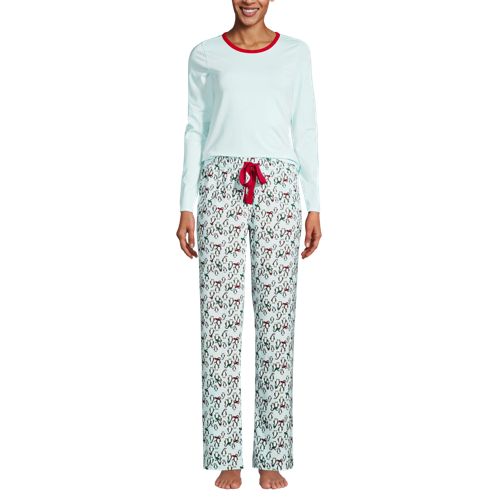 Women's Knit Pajama Set Long Sleeve T-Shirt and Pants