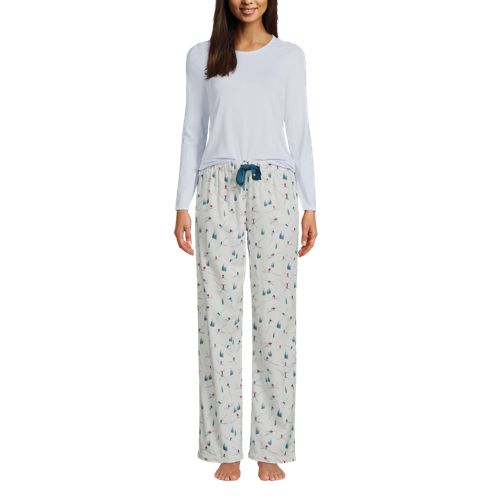 Flanell Pyjama-Set mit gemusterter Hose für Damen