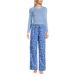 Women's Pajama Set Knit Long Sleeve T-Shirt and Flannel Pants, Front