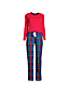 Flanell Pyjama-Set mit gemusterter Hose für Damen in Normalgröße image number 4