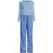Women's Pajama Set Knit Long Sleeve T-Shirt and Flannel Pants, Front