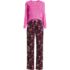 Women's Pajama Set Knit Long Sleeve T-Shirt and Flannel Pants, Front