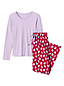 Flanell Pyjama-Set mit gemusterter Hose für Damen in Normalgröße