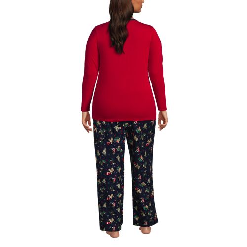 Lands' End Women's Plus Size Print Flannel Pajama Pants - 1x - Rich  Burgundy Woodland Scene in 2023