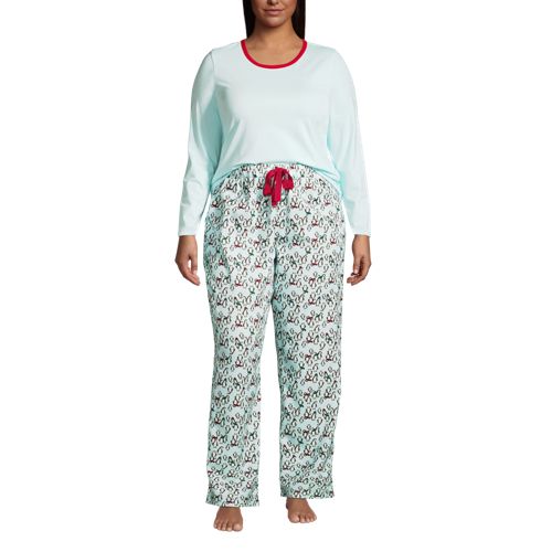 売れ筋商品|||ランズエンド カットソー トップス レディース Women's Cozy 2 Piece Pajama Set - Long Sleeve Top and Pants Light cornflower Women's Cozy 2 Piece Pajama Set - Long Sleeve Top and Pants