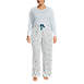 Women's Plus Size Pajama Set Knit Long Sleeve T-Shirt and Flannel Pants, Front
