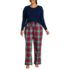 Women's Plus Size Pajama Set Knit Long Sleeve T-Shirt and Flannel Pants, Front