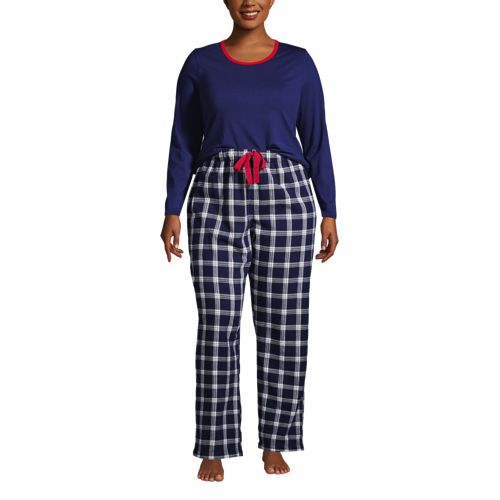 Flanell Pyjama-Set mit gemusterter Hose für Damen