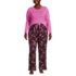 Women's Plus Size Pajama Set Knit Long Sleeve T-Shirt and Flannel Pants, Front
