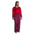 Women's Plus Size Pajama Set Knit Long Sleeve T-Shirt and Flannel Pants, alternative image