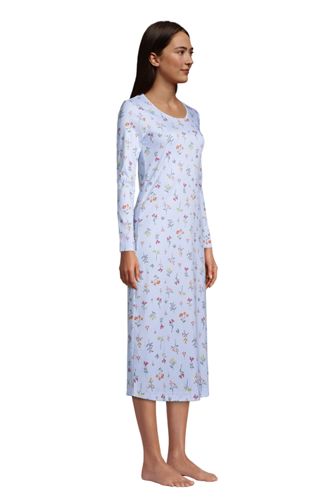 Lands' End Women's Supima Cotton Long Sleeve Midcalf Nightgown 