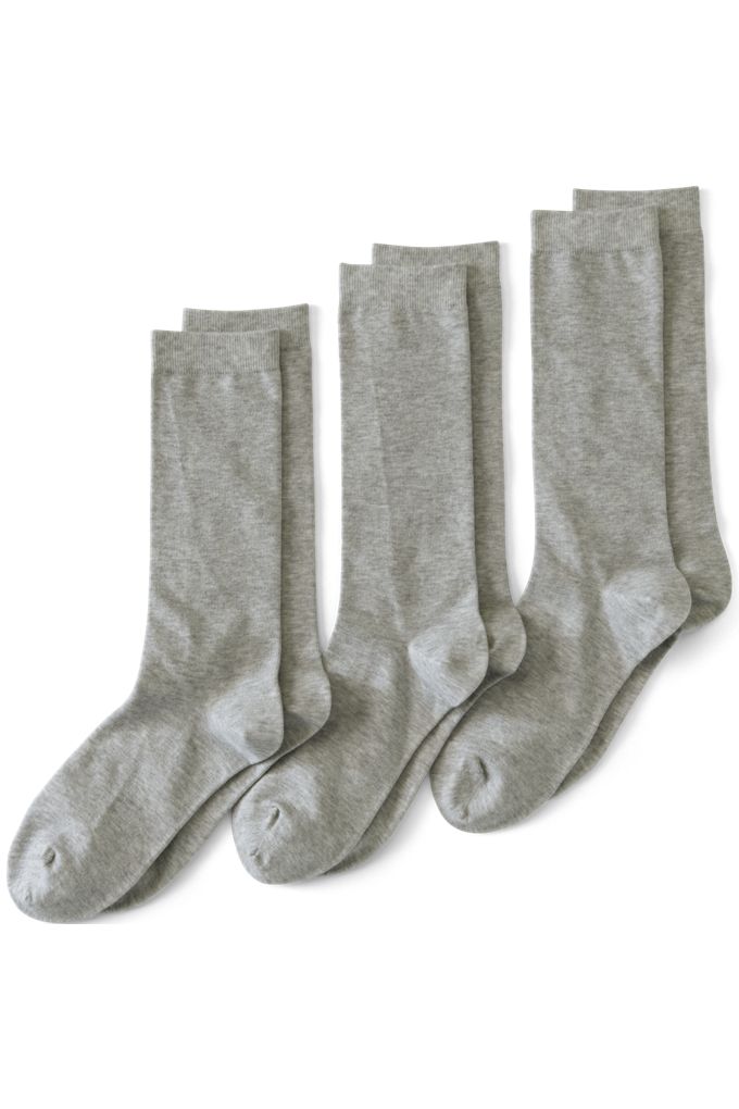 Lands' End Women's 3-pack Everyday Basic Trouser Socks In Gray