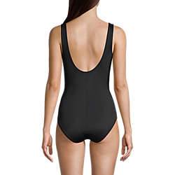 Women's Slender Tummy Control Chlorine Resistant V-neck Wrap One Piece Swimsuit, Back