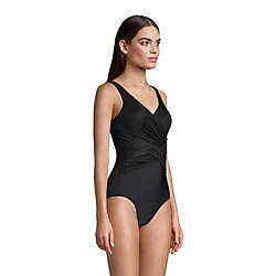 Women's Slender Tummy Control Chlorine Resistant V-neck Wrap One Piece Swimsuit, alternative image