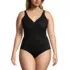 Women's Plus Size Long Torso SlenderSuit Wrap One Piece Swimsuit, Front