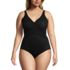 Women's Plus Size Long Torso SlenderSuit Wrap One Piece Swimsuit, Front