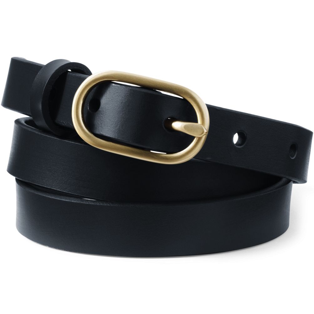 gold-buckle leather belt